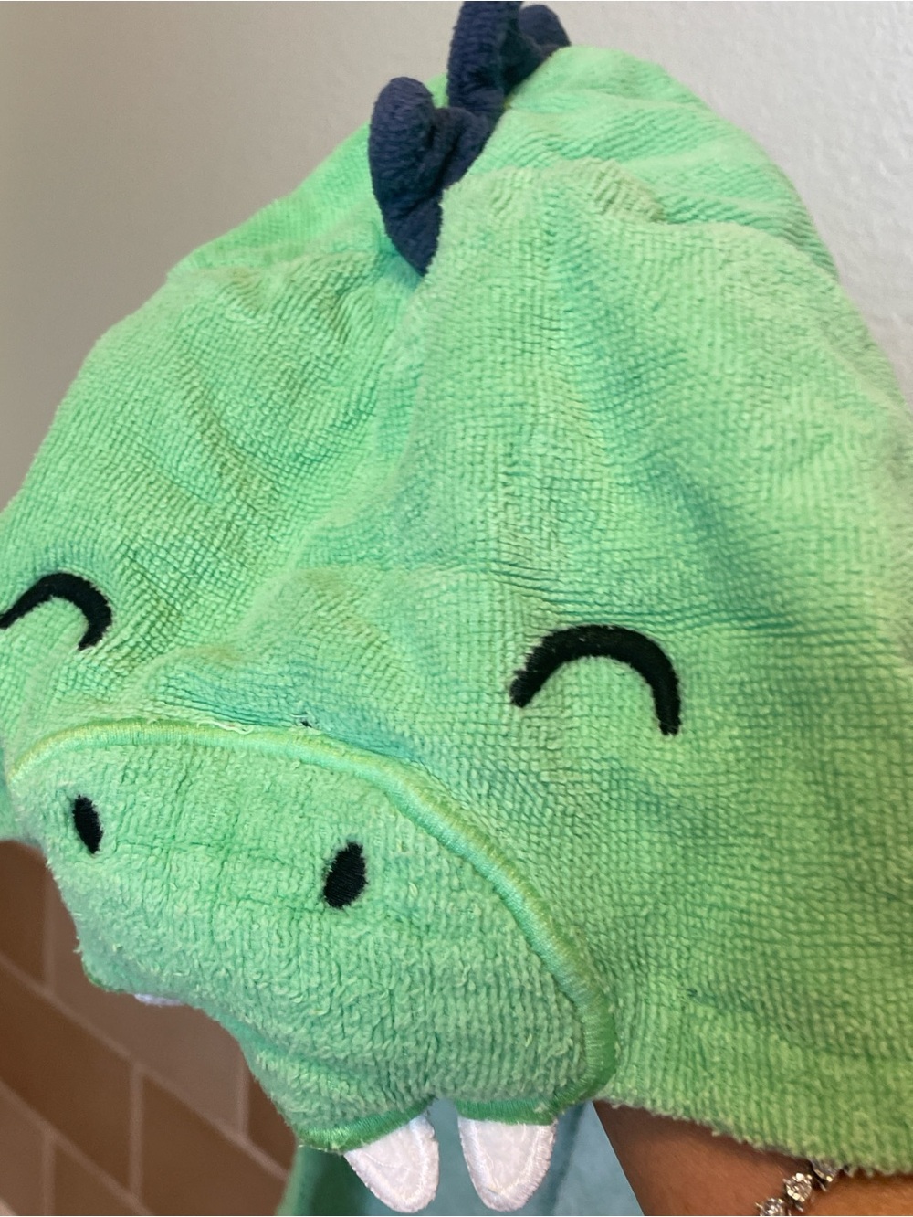 Carter's Light Green Dinosaur Hooded Swim Towel with Navy Spikes